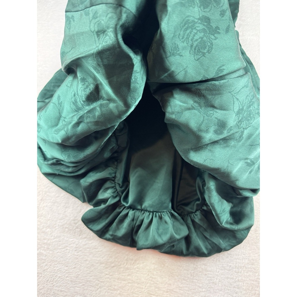Francescas Satin Bubble Hem Mini Dress Small Green Bow Renaissance Romantic - Picture 4 of 9